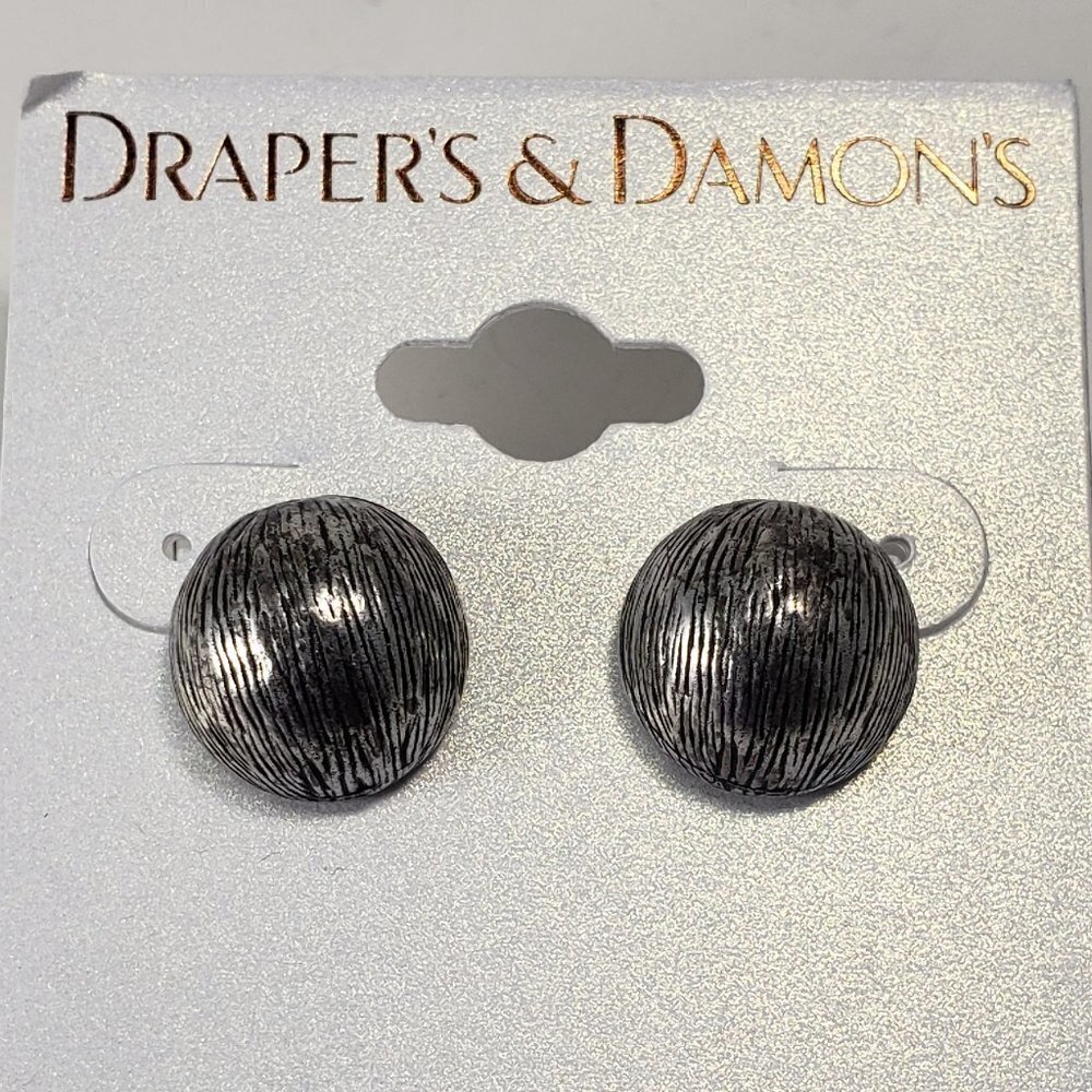 Silver Tone Textured Half Ball Design Post Earrings - Women's Fashion Jewelry
